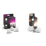 Philips Hue White & Colour Ambiance Smart Spotlight 3 Pack LED - 350 Lumens 929001953115 & New White Smart Light Bulb Lustre 2 Pack with Bluetooth.
