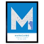 Maracaibo Venezuela City Map Modern Typography Stylish Letter Framed Word Wall Art Print Poster for Home Décor