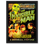 Movie Film Invisible Man HG Wells Classic Horror Artwork Framed Wall Art Print A4