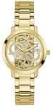 Guess GW0300L2 QUATTRO CLEAR Women's Transparent Dial Gold Watch / Skeleton Female