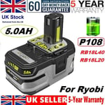 For Ryobi RB18L50 18V ONE+ Plus 5.0Ah P108 Battery RB18L40 P104 P109 Lithium Ion