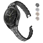 DEALELE Compatible with Samsung Gear Sport/Galaxy 3 41mm / Galaxy 4 Watch/Galaxy Watch 42mm / Active/Active 2, 20mm Rhinestone Diamond Metal Strap Replacement for Huawei GT2 42mm (Black)