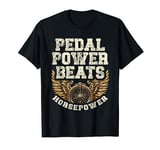 Pedals Power Beats Horsepower Bikepacking Biking-inspired T-Shirt
