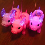 Cartoon Pink Color Electric Leashing Pig Luminous Baby Toys Walking Toy