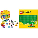 LEGO 10713 Classic Creative Suitcase, Toy Storage, Fun Colourful Building Bricks for Kids & 11023 Classic Green Baseplate, Square 32x32 Stud Building Base, Build and Display Board Set