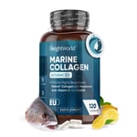 Marine collagen - 120Capsules - Vitamin C Hyaluronic acid Zinc - Heart health