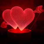 3D Love Cupid Lamp, Romantic Love Illusion Light 16 Colors Change Night Light LED Heart Sleep Light for Valentines Wife Boyfriend Girlfriend, Remote Touch