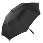 X-brella Parapluie de golf de qualité supérieure résistant au vent à ouverture automatique – Noir, Noir, grand, Classique