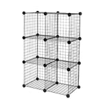 Amazon Basics - 6 Cube Wire Grid Stackable Storage Shelves, Black, 66 x 32 x 96.5 cm