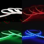 5 meter RGB CLIP-ON vattentät LED strip - Vit täckning, 230V, 60 LED, 9W per. meter