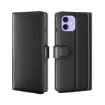 iPhone 12/iPhone 12 Pro Plånboksfodral i Äkta Läder, Svart