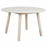 Rowico Taransay matbord ek vitpigmenterad och stenskiva beige Ø125 cm