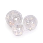 Fairy Light Crackle Glass Orbs - Set of 3 | Fireplace Ornaments | For Living Room and Dining Room | Warm White LED Ball Lights | Battery Powered | M&W