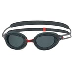 Zoggs Predator Adult Swimming Goggle, UV protection swim goggles, Pulley Adjust Comfort Goggles Straps, Fog Free Swim Goggle Lenses, Zoggs Goggles Adults Ultra Fit, Smoke Polarised, Grey/Grey, Regular