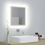 vidaXL badeværelsesspejl m. LED-lys 40x8,5x37 cm spånplade sonoma-eg