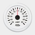 KUS Amperemätare KUS, imfri, Ø52 mm, 12 V / 24 V, shunt, vit + 50A shunt