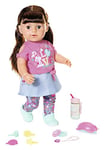 BABY born Soft Touch Sister Brunette Doll 43 cm - Easy for Small Hands, Creative Play Promotes Empathy and Social Skills, For Toddlers 4 Years and Up - Includes Pink Shirt, Skirt and More!