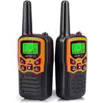 Vuxen Långräckviddig Intercom med 22 FRS-kanaler, Familjeintercom med LED-ficklampa VOX LCD-display för Vandring Camping Resor (Orange 2-pack)