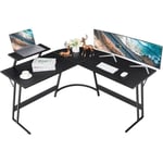 L-shaped Computer Desk Large Home Office Writing Workstation Corner Desk Space Saving PC With Monitor Stand,Black