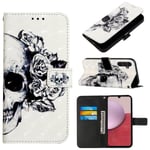 Plånboksfodral Samsung Galaxy A05s - Döskalle / Rosor