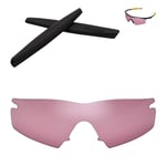Walleva Pink Replacement Lenses+Black Earsocks for Oakley M Frame Strike
