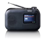 Lenco PDR-026 Radio portable DAB+ - Bluetooth 5.1 - Radio FM PLL - 3 touches mémoire - Écran couleur 2,6" - Batterie intégrée - Antenne télescopique - Noir
