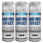 3X Silver Hammer Effect Paint Aerosol Auto Interior Exterior Metal Rust 400ml