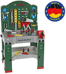 Theo Klein 8580 Bosch Work Station I 44 Parts I Workbench Including Work Surface with learning Function I Dimensions: 61 cm x 44.5 cm x 101 cm I Toy for Children Aged 3 Years and up
