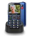 3G Big Button Mobile Phone Unlocked, Ukuu Dual Sim Basic Mobile Phones for Elderly,Easy to Use (Blue)