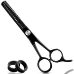 Focus World Uk Ciseaux à effiler professionnels de coiffure, 16,5 cm, noir, 1 pièce