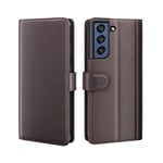 Äkta Läderfodral Samsung Galaxy S21 FE Brun