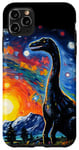 Coque pour iPhone 11 Pro Max Peinture portrait de van gogh dinosaure à long cou nuit étoilée
