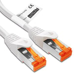 mumbi 10513 Cat.6 FTP Câble réseau de raccordement LAN Ethernet Patch avec connecteurs RJ-45 1.00m, blanc (1x)