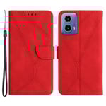 SKALO Motorola Moto G04 Embossed Plånboksfodral i PU-Läder - Röd Röd