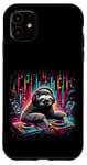 iPhone 11 Sloth Wearing Headphones Music DJ Turntables Case