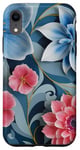 Coque pour iPhone XR rose bleu floral femme cool pttern
