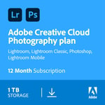 Adobe Creative Cloud Photography Plan 1 To de Stockage en Cloud 1 Utilisateur - 1 An - (Windows/Mac) - NL