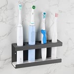 Adorila Wall Mounted Electric Toothbrush Holder, 4 Slots Toothbrush Stand with Diatomite Dish, Toothbrush Rack Compatible with AquaSonic Black Series, Kingheroes Sonic, Oral-B (Grey) (JJL7178003)