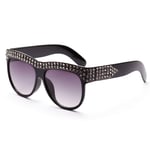 Diamond-encrusted Large Box Sunglasses Style Fashion For Party Banquet Decoration Classic Eyewear (Color : BLACK)