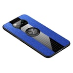 HAOTIAN Case for Xiaomi Poco X3 NFC/Poco X3 Pro Case, Metal Ring Support [Compatible Magnetic Car Mount], [Woven Canvas Cloth Fabric Styling] Cover with Soft Silicone TPU Frame Drop Protection. Blue