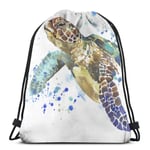 Elsaone Cute Sea Turtle Drawstring Bag Backpack Gym Dance Bag Backpack for Hiking Beach Travel Bags 36 x 43cm/14.2 x 16.9 Inch