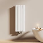 EMKE Radiateur à Eau Chaude 90x30 cm, Radiateur plat Double couche connexion centrale, Montage mural vertical design, Blanc