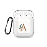 Tirita Personalised Case Compatible with AirPods 1st & 2nd generation Support Wireless Charging with Carabiner, Front LED Visible [20- Golden Monogram]