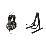 AKG K240 Studio Professional Semi-Open, Over-Ear Headphones, High Performance design & KEPLIN Guitar Stand A Frame Foldable Universal Fits All Guitars Acoustic Electric Bass Stand A