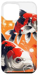 iPhone 12 Pro Max three koi fishes lucky japanese carp asian goldfish cool art Case