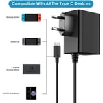 Adaptateur Secteur pour Nintendo Switch/ Switch Lite, PD Chargeur Support Mode TV Charger Rapide USB Type C pour Nintendo Switch