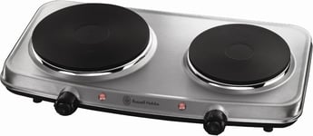 Russell Hobbs - 2 Plate Hob, Electric, Steel, Double Ring, 1500W, Silver