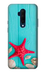 Aqua Wood Starfish Shell Case Cover For OnePlus 7T Pro