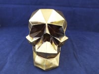 Gold Coloured Cubism Design Human Skull Resin Made.