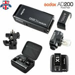 UK Godox 2.4 TTL 1/8000s Double Head AD200 Pocket Flash+X1T-F Trigger for Fuji